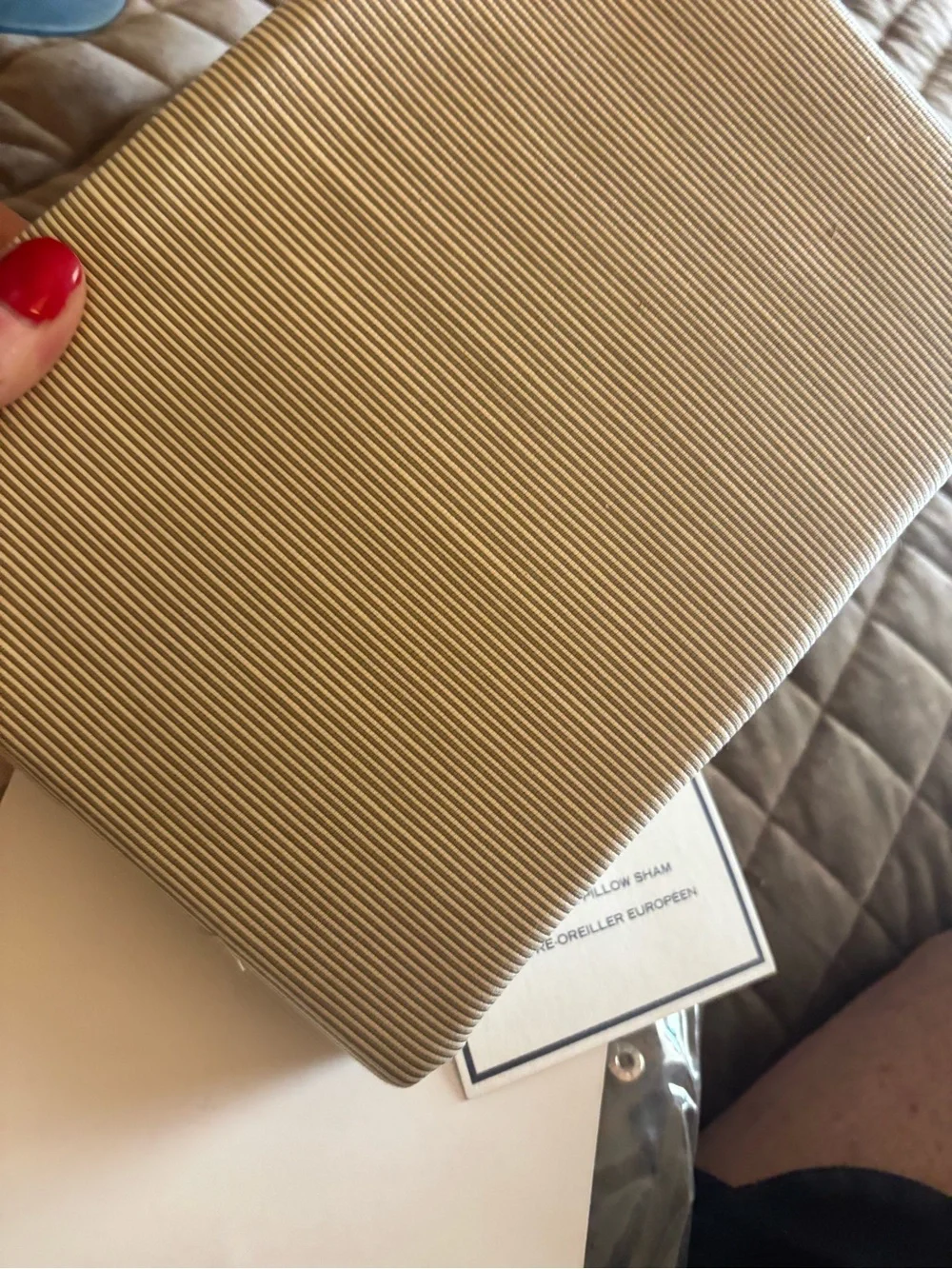 Nautica European Euro Sham Pair NWT Coastal Stripe Beige Neutral Bedding